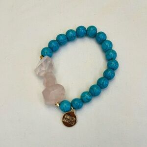 Kinsley Armelle Turquoise and Rose Quartz Beaded Bracelet